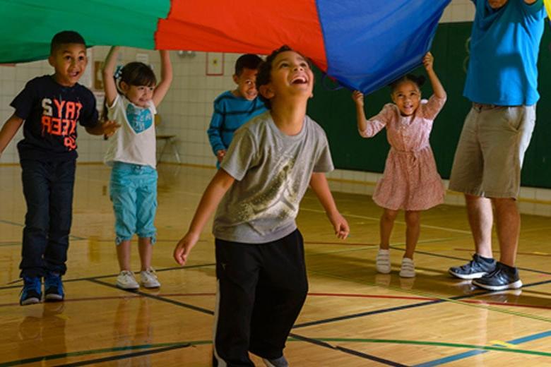 kids with parachute